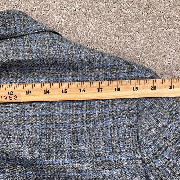 Joseph Abboud Blazer Mens 46R Gray Blue Plaid Heritage E Thomas Luxury Jacket